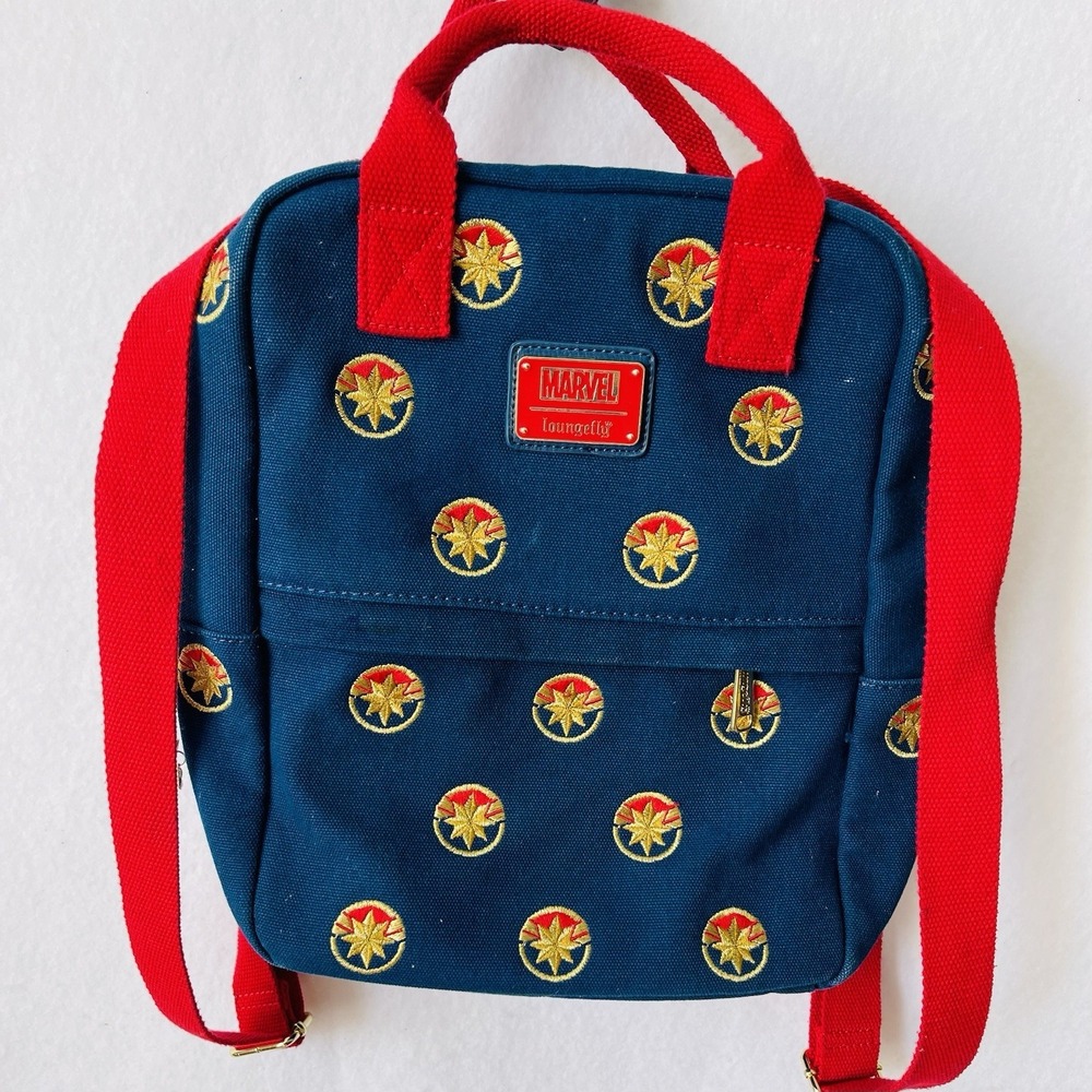 Disney Marvel X Loungefly Captain Marvel Mini Blue/red  Backpack EUC